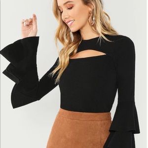 Bell Sleeve Black Top